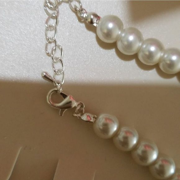 Female Jewelry Set Crystal Pearl Silver Plated Nec - Picture 3 of 6
